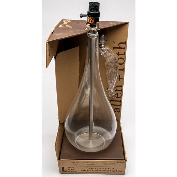 Allen + Roth large brushed nickel finish lamp w glass teardrop base lamp - Picture 2 of 6